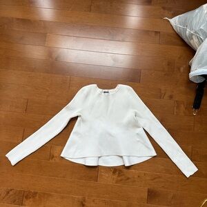 Club Monaco Size S - White Long Sleeve Cropped Sweater